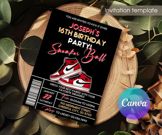 Sneaker Ball Air Jordan Nike customizable invitation template | Share or Print | HY971