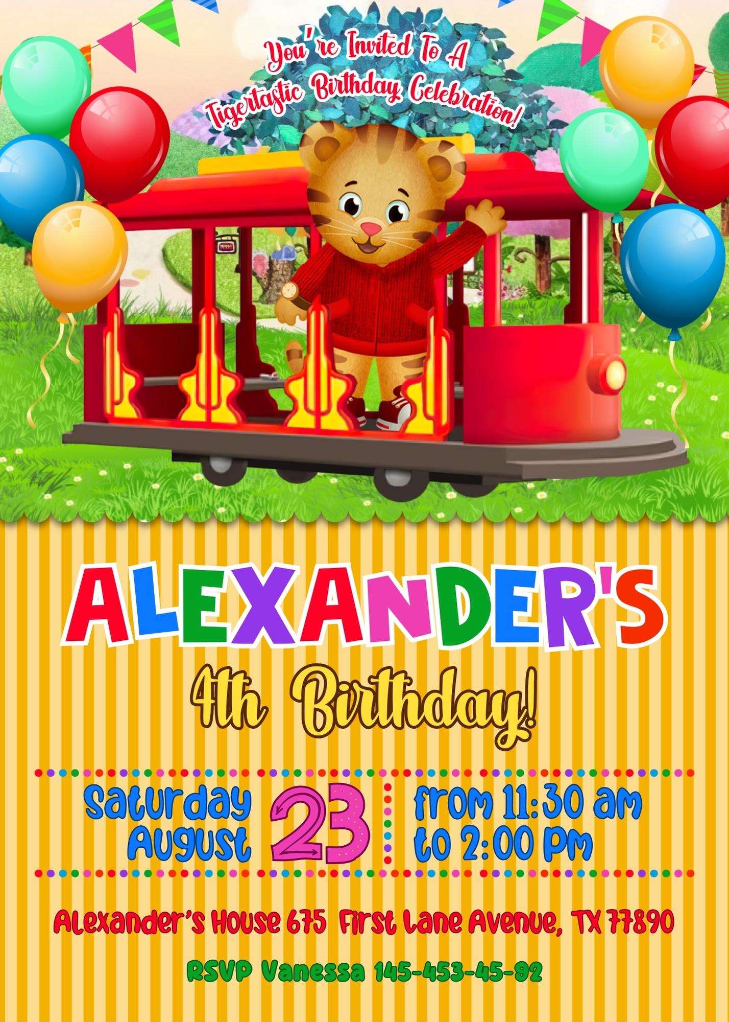 Daniel Tiger's Neighborhood customizable invitation template | Share or Print | QB098