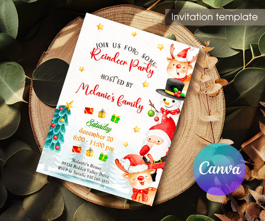 Rudolph the Red-Nosed Reindeer customizable invitation template | Share or Print | WR583