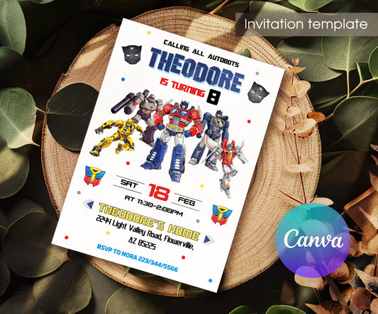 Transformers Rescue Bots customizable invitation template | Share or Print | boy | KL725