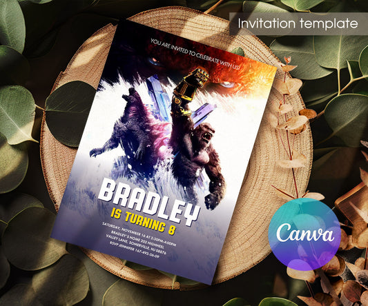 Godzilla X King Kong customizable invitation template | Share or Print | NP819