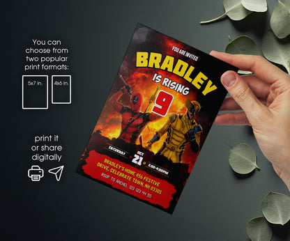Deadpool Wolverine Marvel customizable invitation template | Share or Print | boy | ZP701