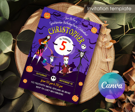 The Nightmare Before Christmas Halloween customizable invitation template | Share or Print | SQ214