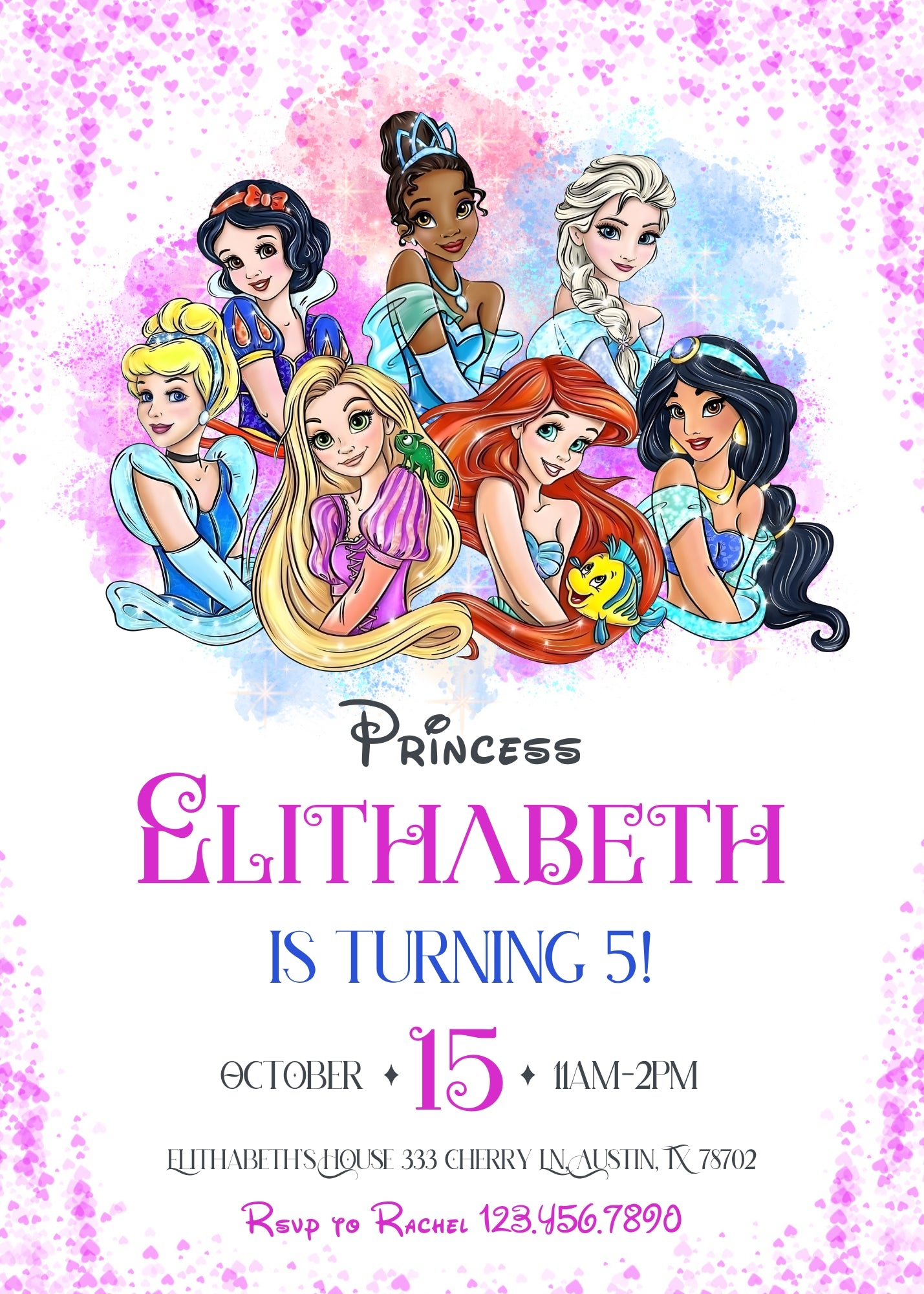 Disney Princess customizable invitation template | Share or Print | girl | MP835