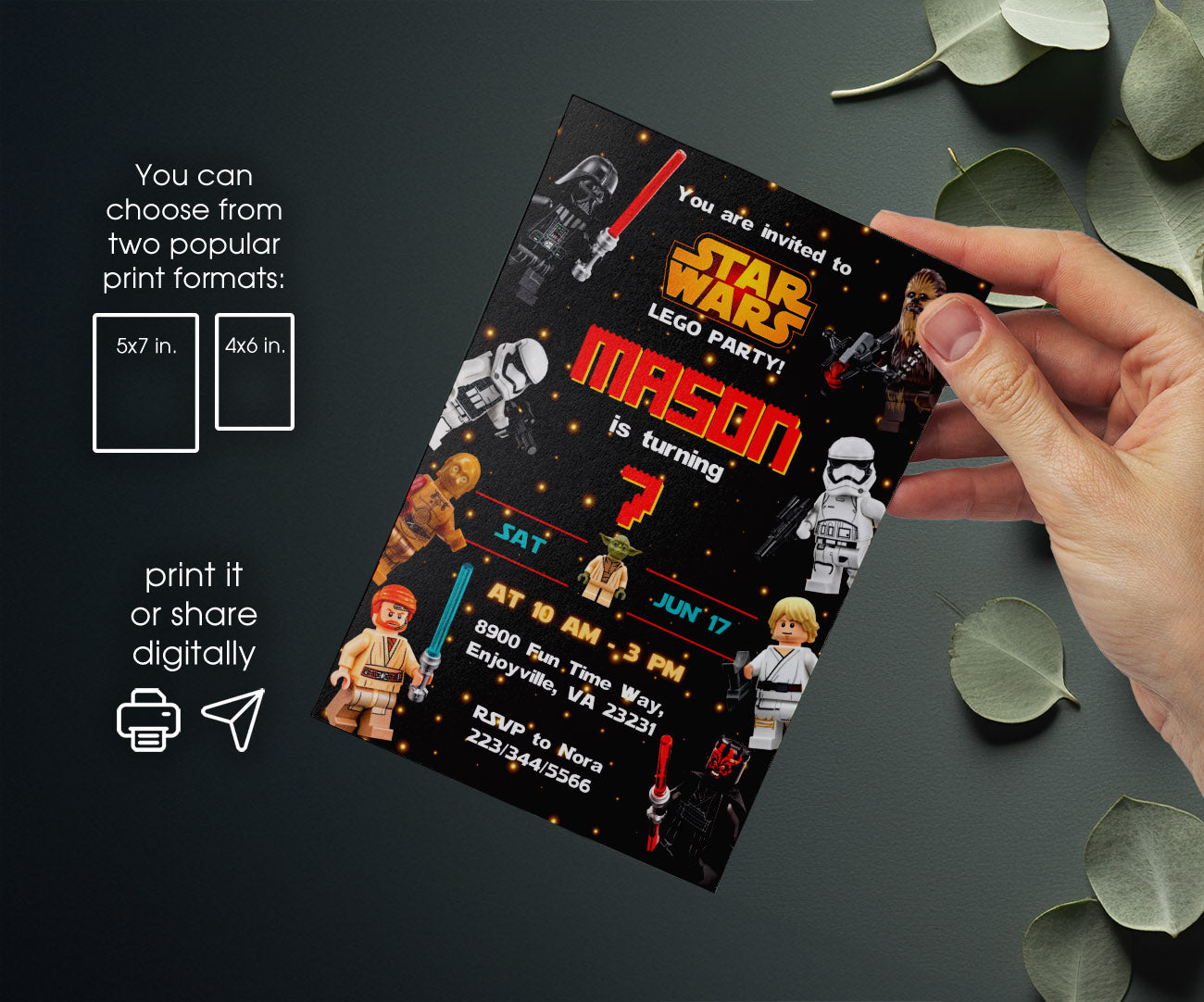 Star Wars Darth Vader Lego Minifigures customizable invitation template | Share or Print | MK293