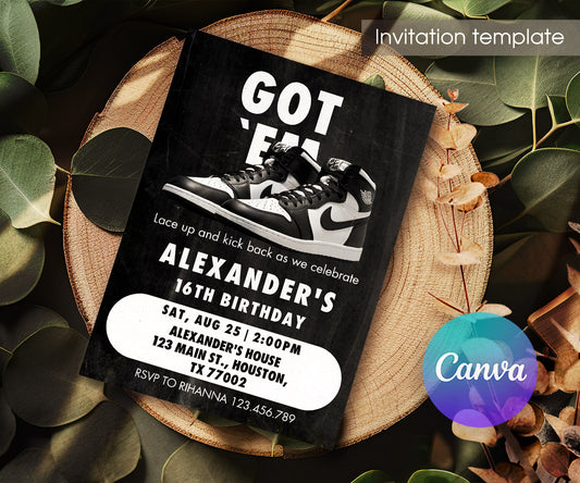 Sneaker Ball Air Jordan Nike customizable invitation template | Share or Print | RB413