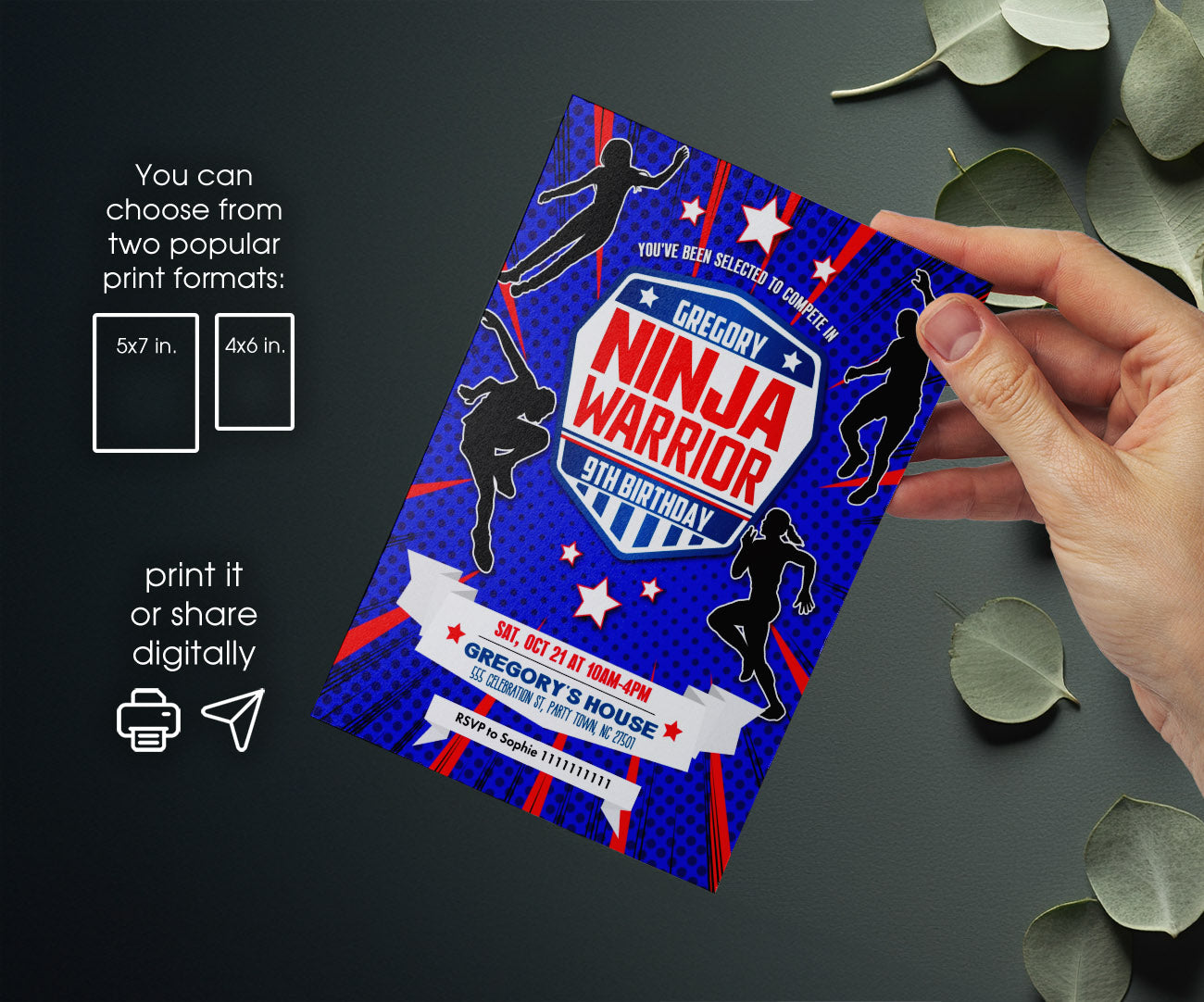 American Ninja Warrior customizable invitation template | Share or Print | PE660