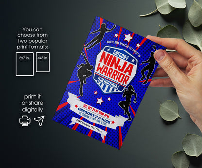 American Ninja Warrior customizable invitation template | Share or Print | PE660