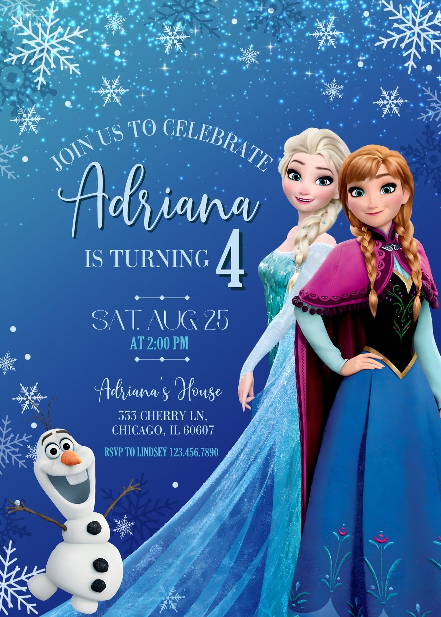Frozen Elsa customizable invitation template | Share or Print | girl | BF548