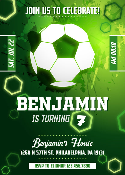 Soccer Champion League FC customizable invitation template | Share or Print | boy | FE459