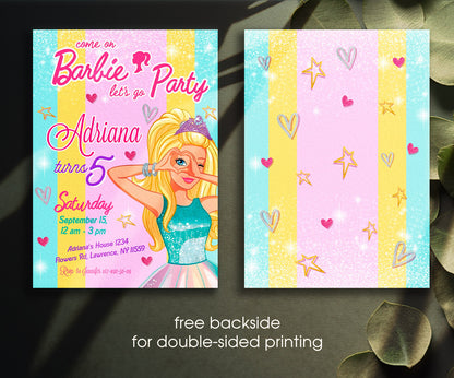 Barbie Pink customizable invitation template | Share or Print | girl | TL470