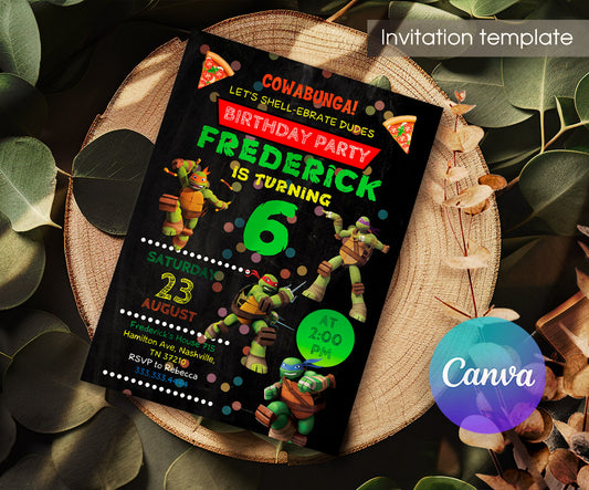 Teenage Mutant Ninja Turtles customizable invitation template | Share or Print | boy | DD658
