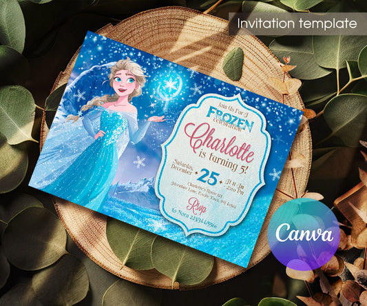 Frozen Elsa customizable invitation template | Share or Print | girl | RD452