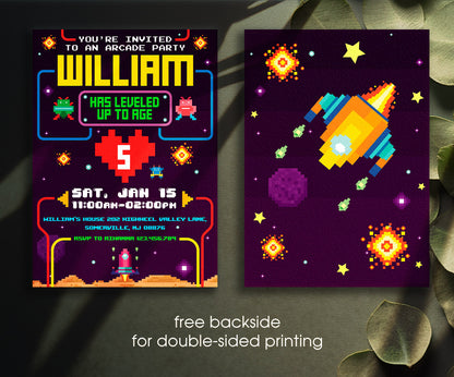 Arcade Gamer customizable invitation template | Share or Print | KK286