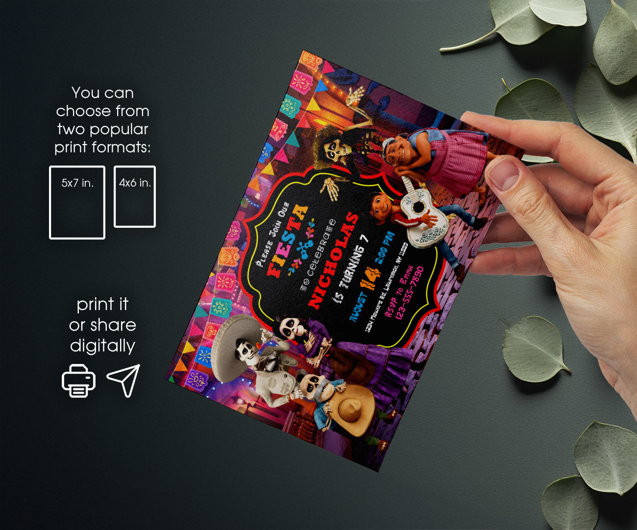 Coco Día Muertos Halloween customizable invitation template | Share or Print | QN300