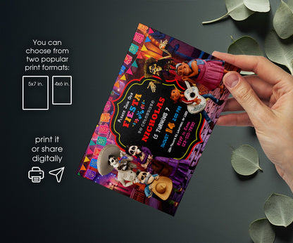 Coco Día Muertos Halloween customizable invitation template | Share or Print | QN300