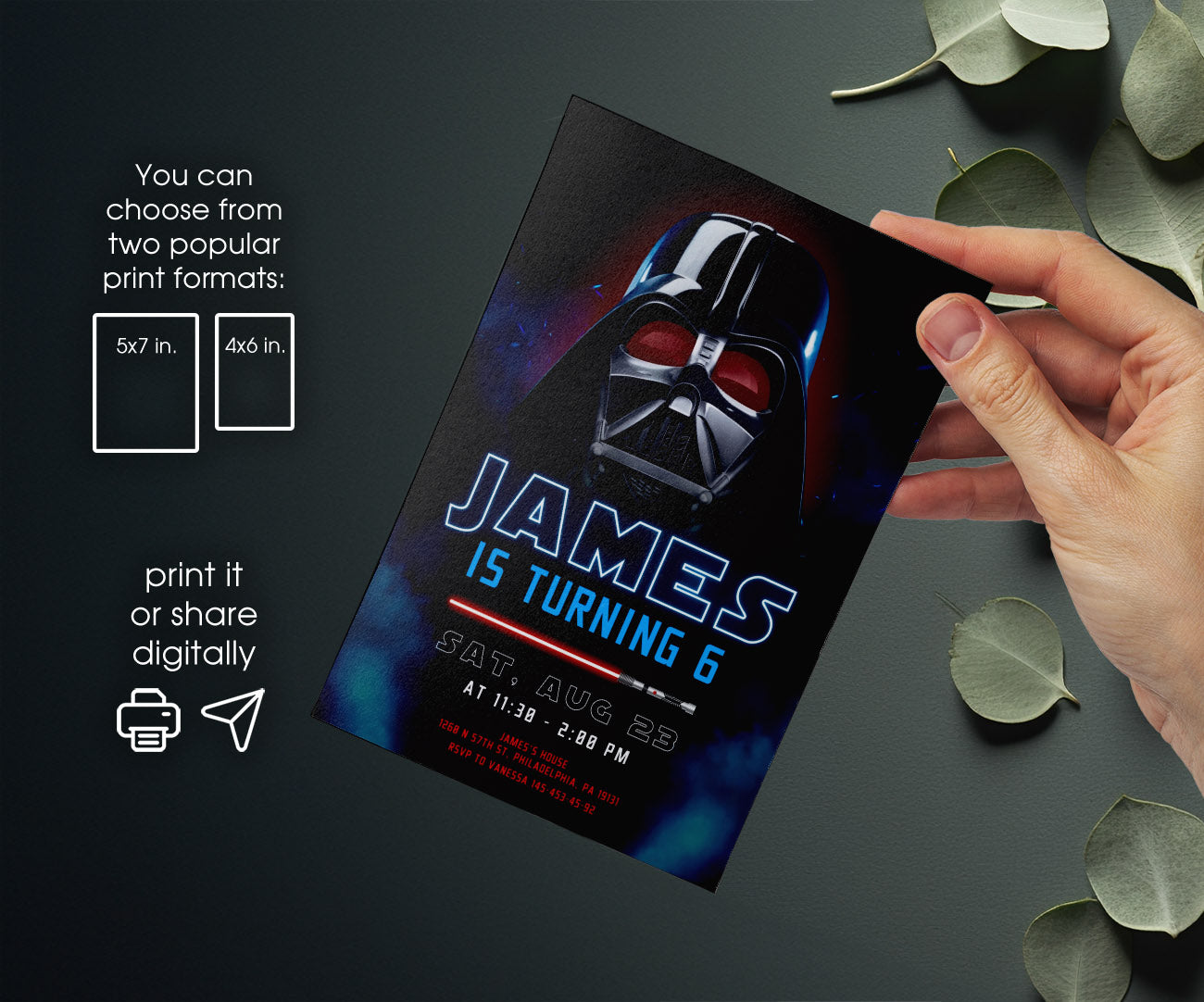 Star Wars Darth Vader customizable invitation template | Share or Print | boy | IS323