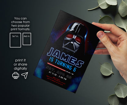 Star Wars Darth Vader customizable invitation template | Share or Print | boy | IS323