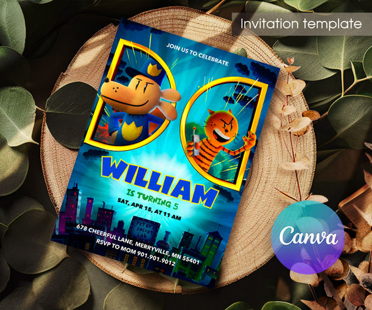 Dog Man Movie customizable invitation template | Share or Print | VT854