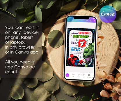 Avengers Marvel Superhero customizable invitation template | Share or Print | boy | AP331