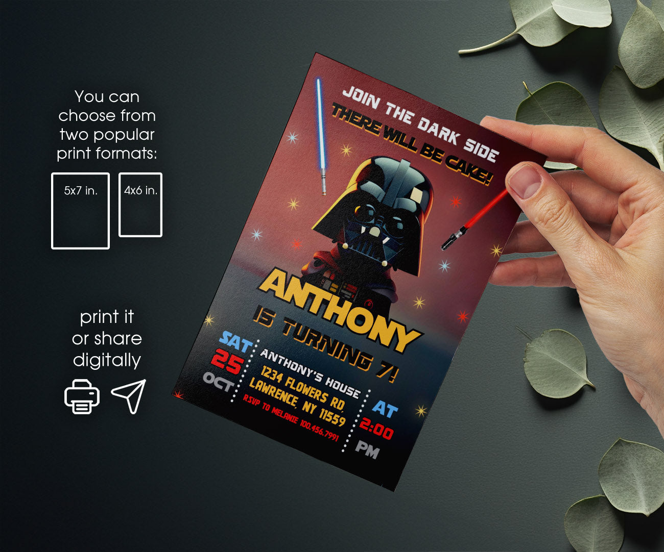 Star Wars Darth Vader customizable invitation template | Share or Print | boy | GA658