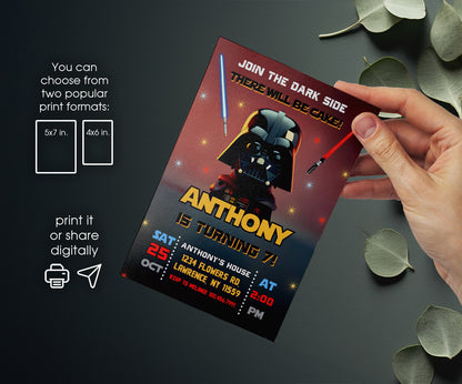 Star Wars Darth Vader customizable invitation template | Share or Print | boy | GA658