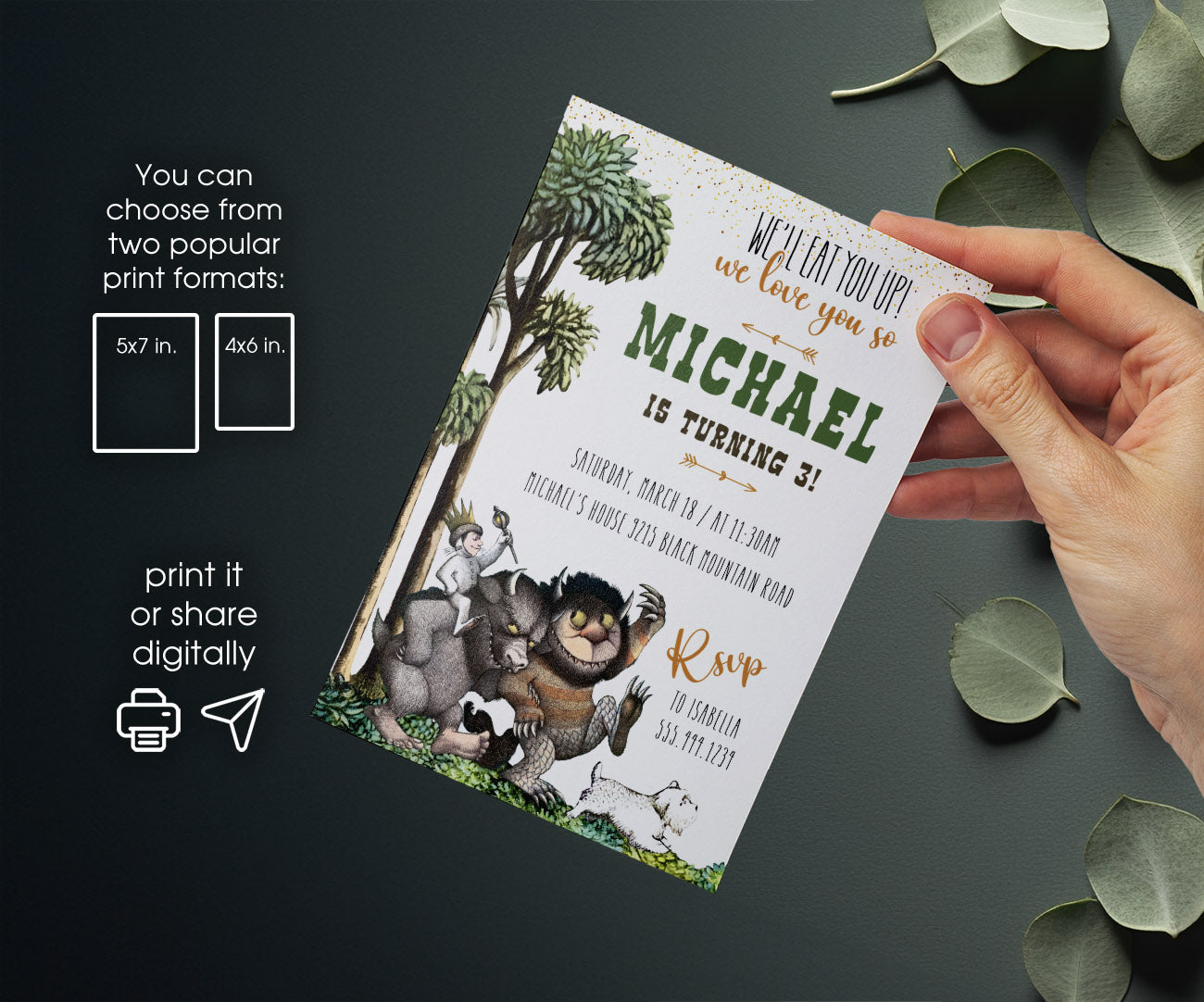 Where The Wild Things Are Maurice Sendak customizable invitation template | Share or Print | SB966