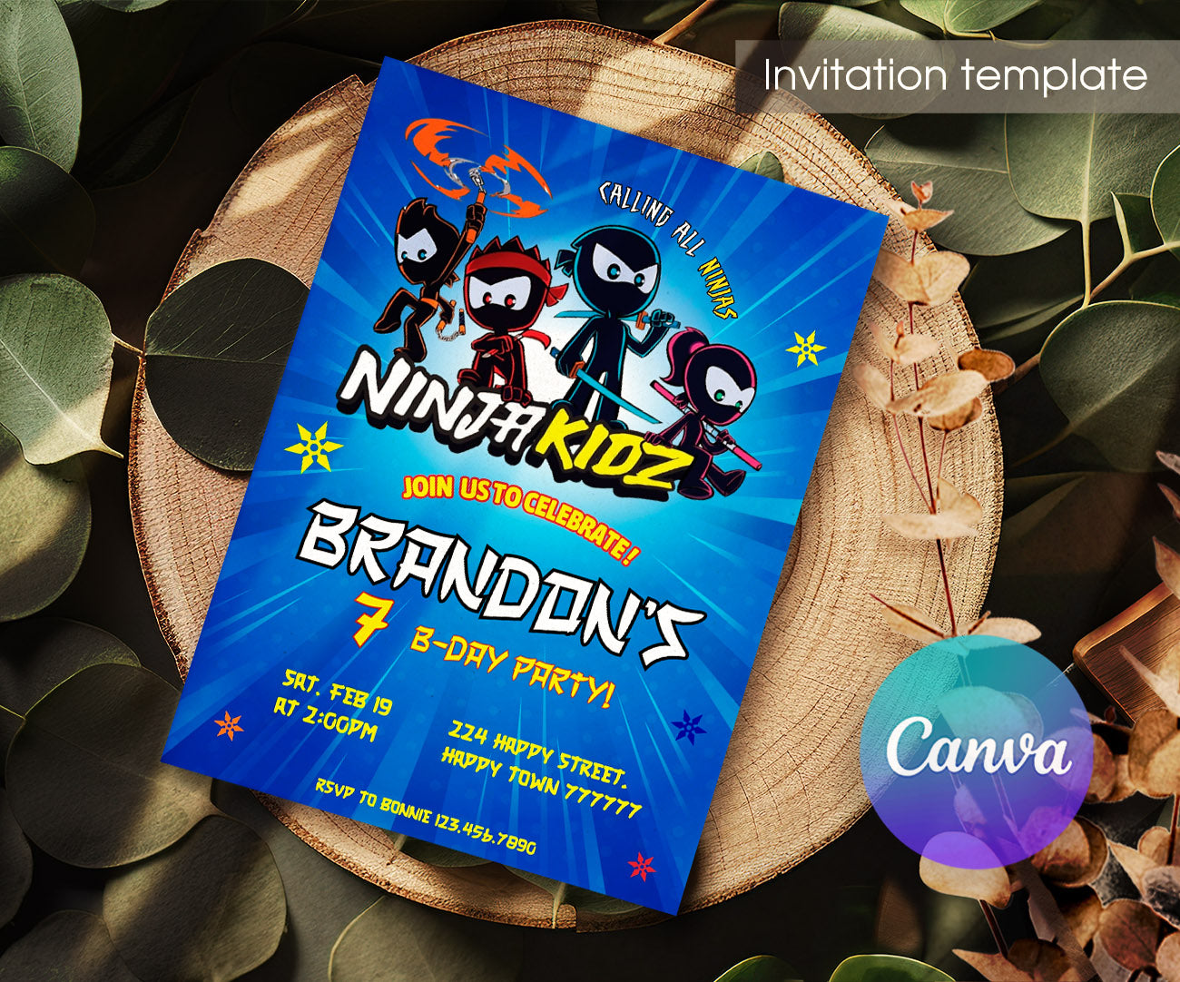 Ninja Kidz TV customizable invitation template | Share or Print | FI823