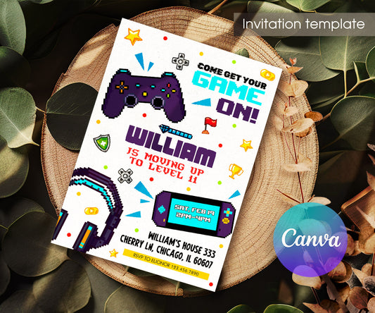 Gamer Party customizable invitation template | Share or Print | boy | FR312