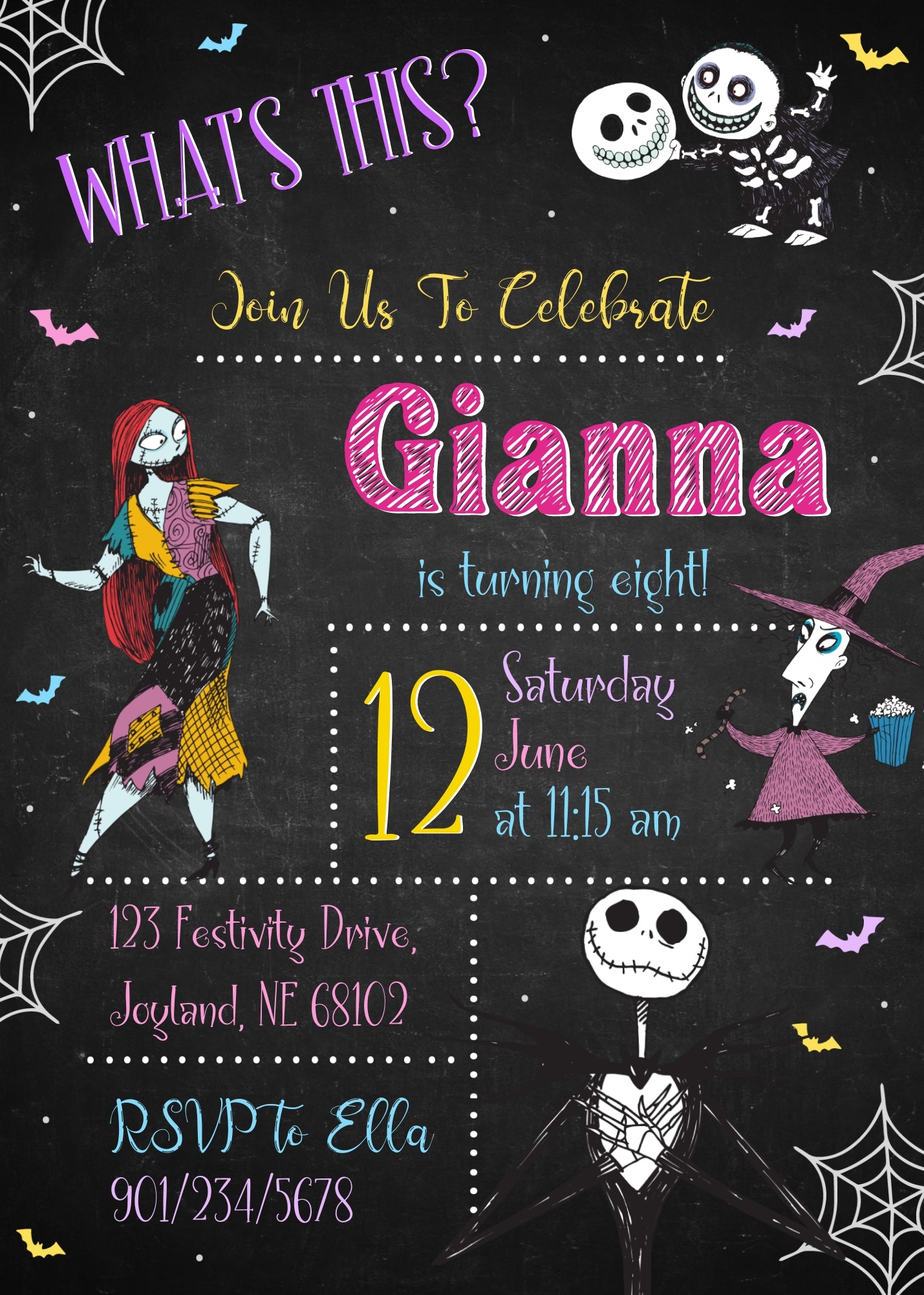 The Nightmare Before Christmas Halloween customizable invitation template | Share or Print | FL741