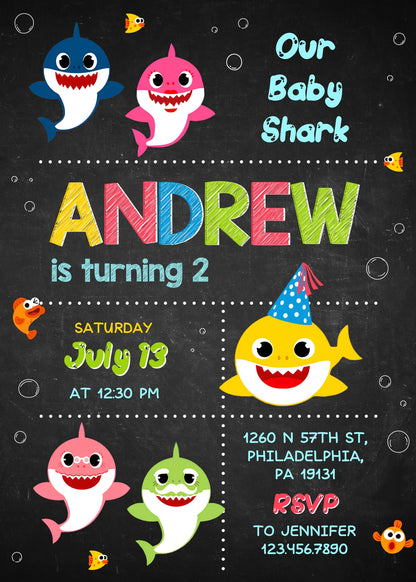 Baby Shark customizable invitation template | Share or Print | UA284