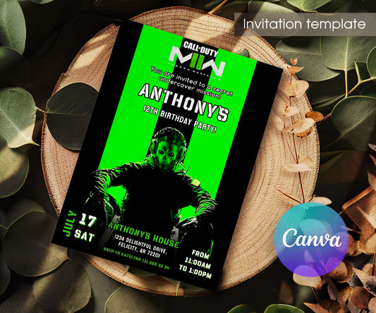 Call of Duty Gamer customizable invitation template | Share or Print | boy | OP216