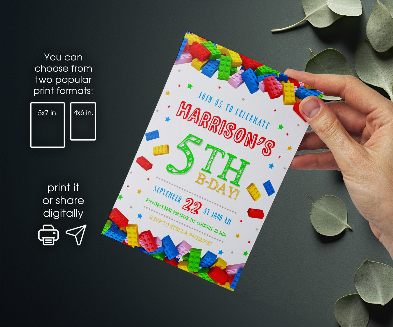 Lego customizable invitation template | Share or Print | TL904