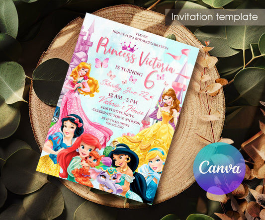 Disney Princess customizable invitation template | Share or Print | girl | NY853