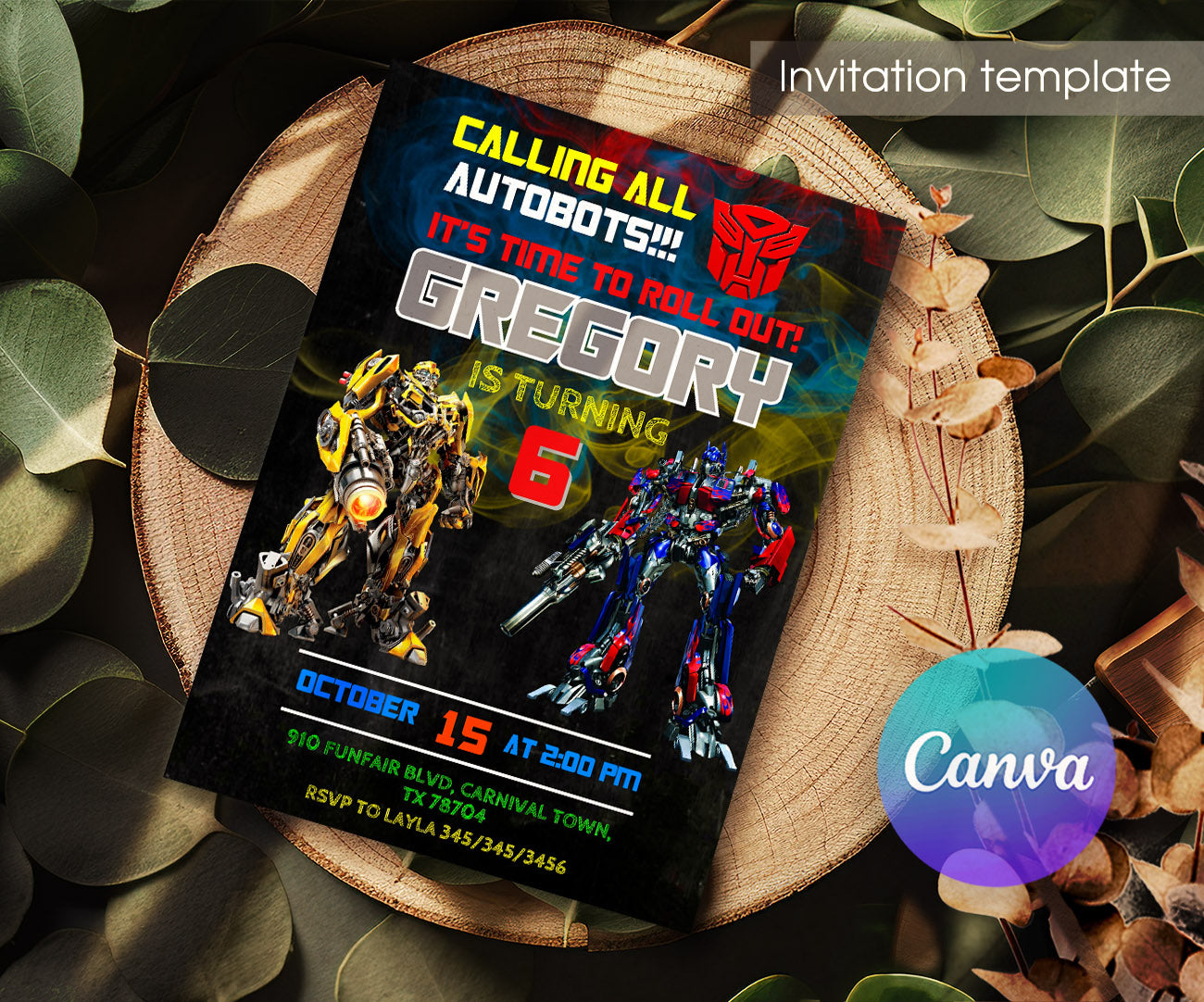 Transformers Rescue Bots customizable invitation template | Share or Print | boy | II238