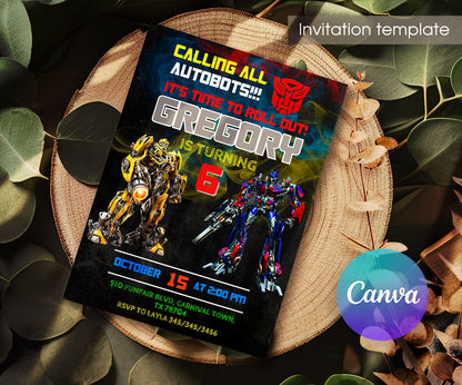 Transformers Rescue Bots customizable invitation template | Share or Print | boy | II238
