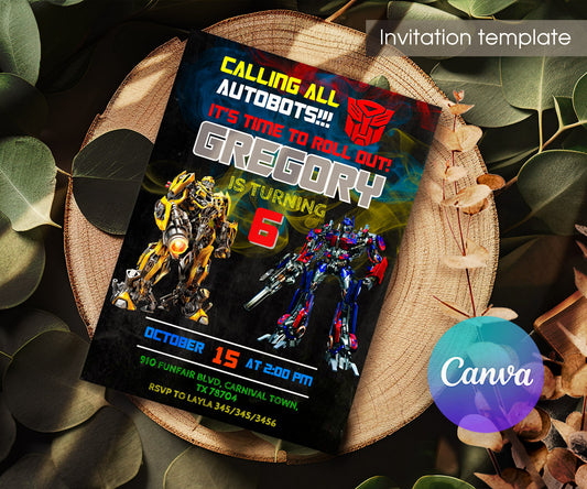 Transformers Rescue Bots customizable invitation template | Share or Print | boy | II238