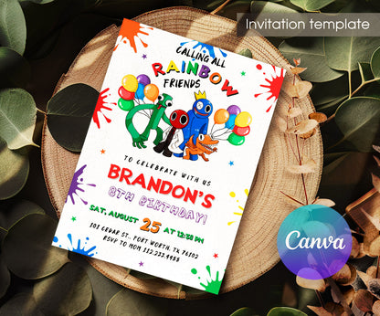 Rainbow Friends customizable invitation template | Share or Print | YN626