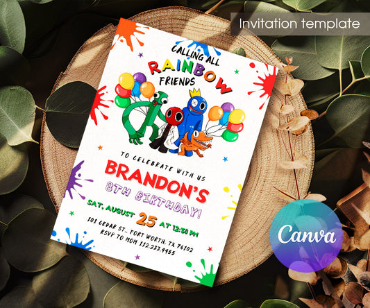 Rainbow Friends customizable invitation template | Share or Print | YN626