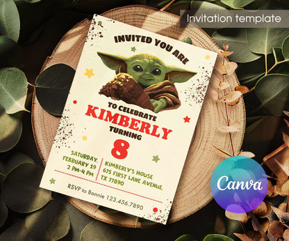 Baby Yoda Grogu Star Wars Mandalorian customizable invitation template | Share or Print | boy | BA613