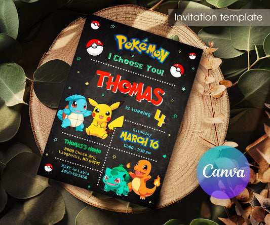 Pokemon Pikachu customizable invitation template | Share or Print | OK685