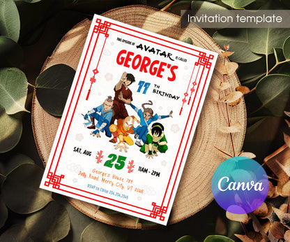 Avatar The Last Airbender customizable invitation template | Share or Print | DG981