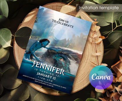 Avatar The Way of Water customizable invitation template | Share or Print | UI019