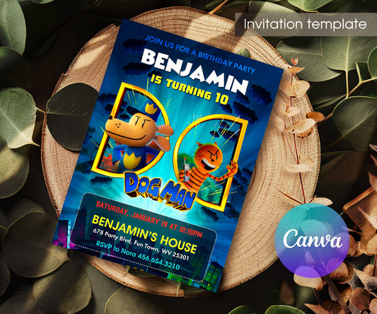 Dog Man Movie customizable invitation template | Share or Print | CM131