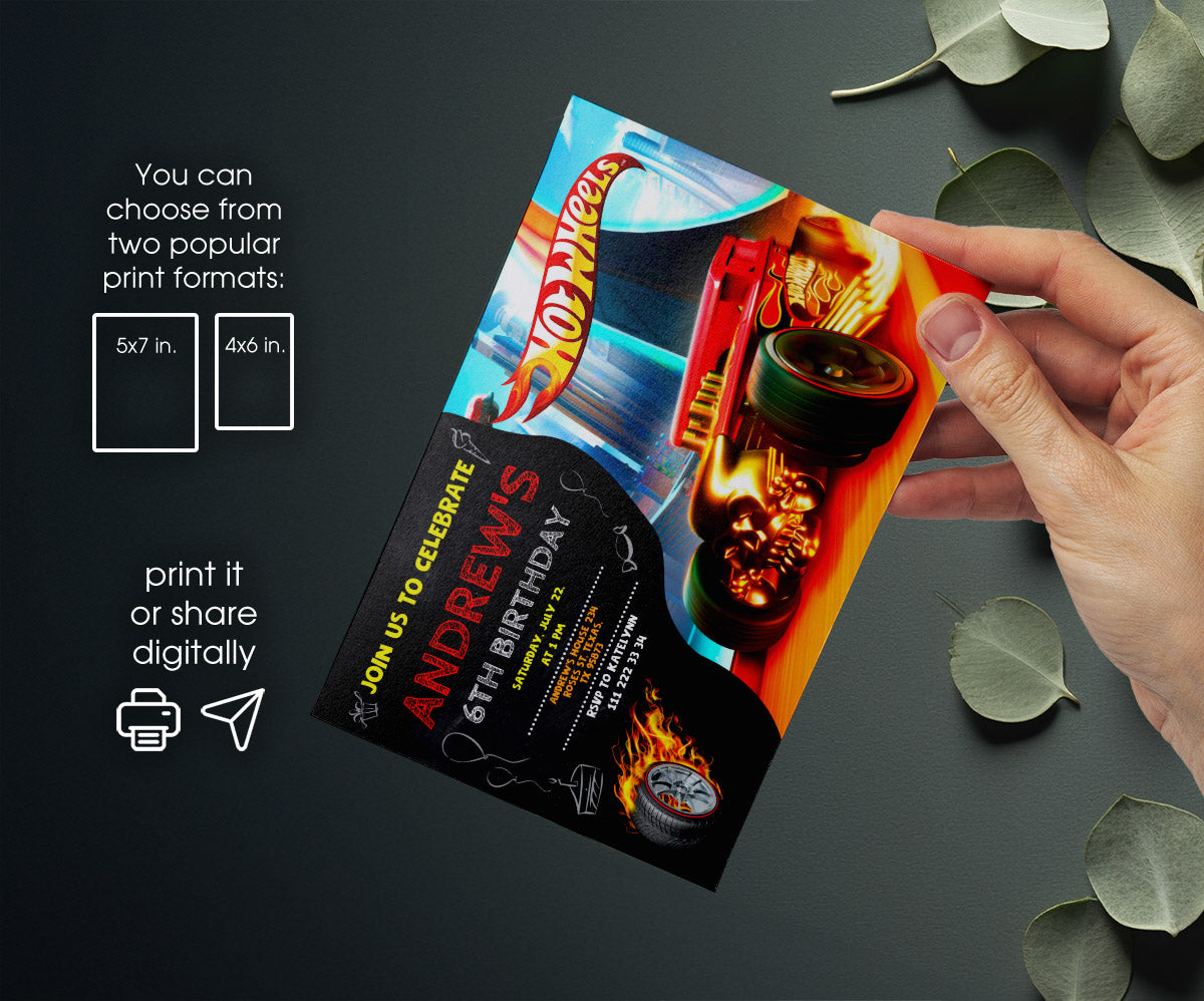 Hot Wheels Racing customizable invitation template | Share or Print | boy | SC773