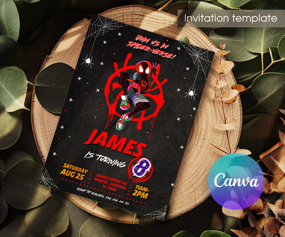 Spider Man Across the Spider-Verse customizable invitation template | Share or Print | boy | ZV555