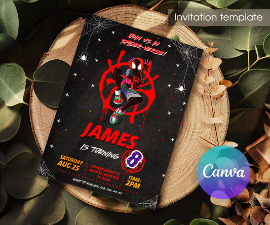 Spider Man Across the Spider-Verse customizable invitation template | Share or Print | boy | ZV555