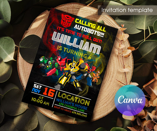 Transformers Rescue Bots customizable invitation template | Share or Print | boy | SP095