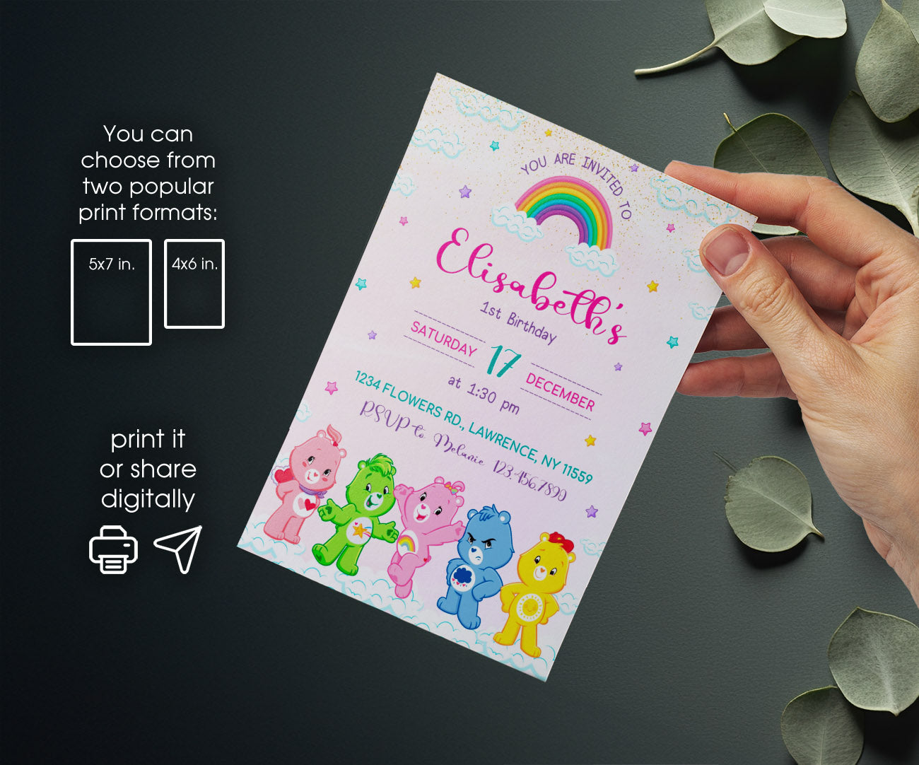 Care Bears customizable invitation template | Share or Print | VV882