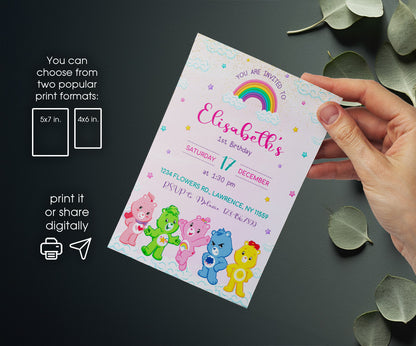 Care Bears customizable invitation template | Share or Print | VV882